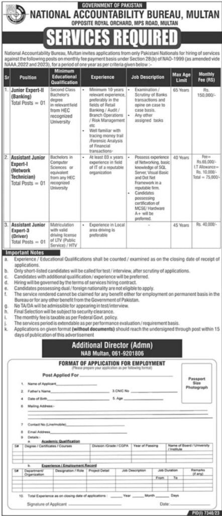 NAB Multan New Jobs