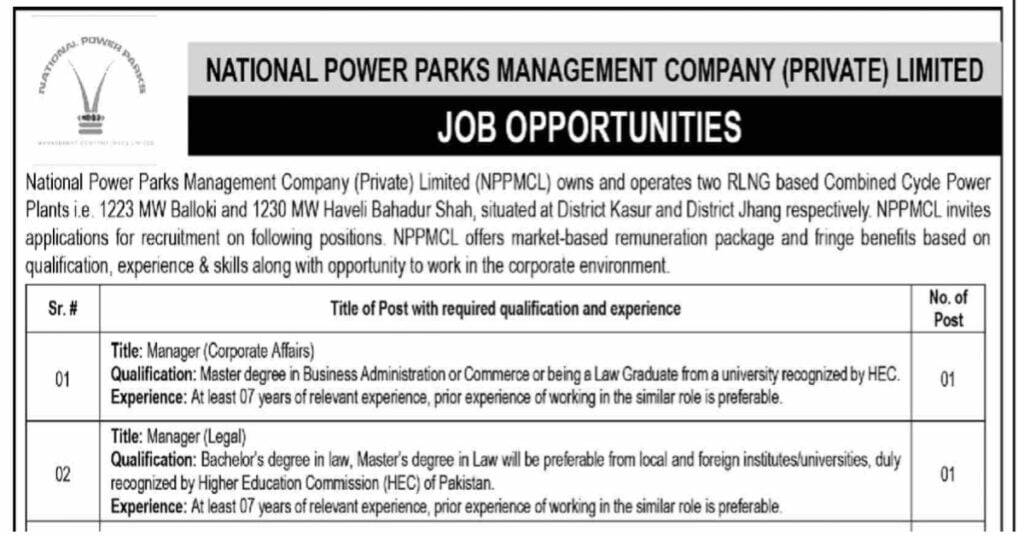 NPPMCL Jobs Advertisement