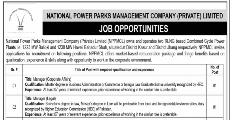 NPPMCL Jobs Advertisement