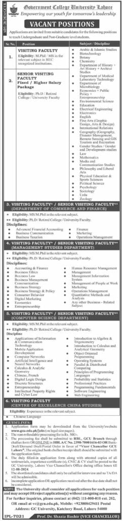 GC University Lahore Jobs4u