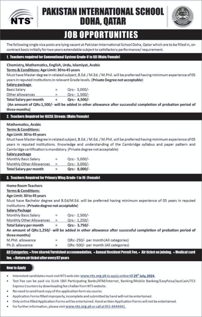 Pakistan International School Qatar Latest Jobs 4u